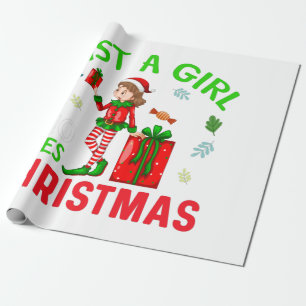 'JUSTA GIRL WHO LOVES CHRISTMAS" WRAPPING PAPER