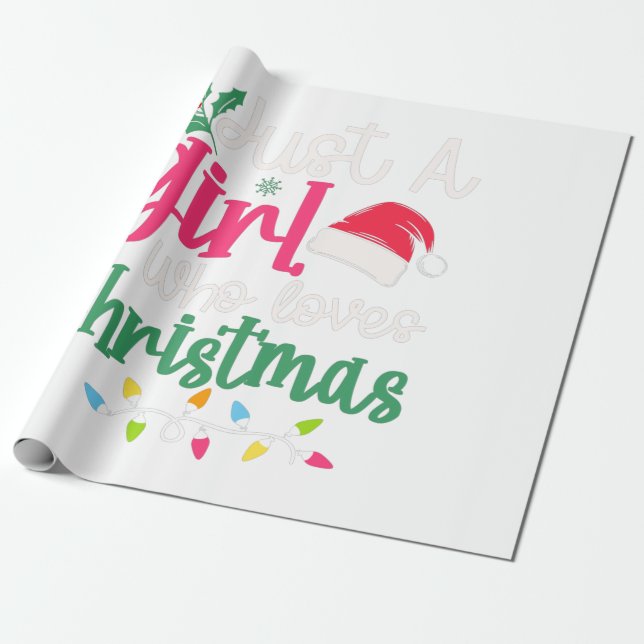 'JUSTA GIRL WHO LOVES CHRISTMAS" WRAPPING PAPER (Unrolled)