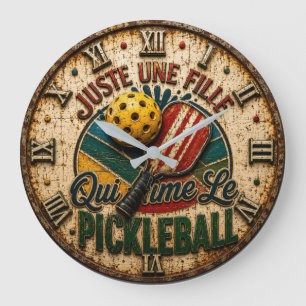 Juste Une Fille Qui Aime Le French Pickleball Large Clock