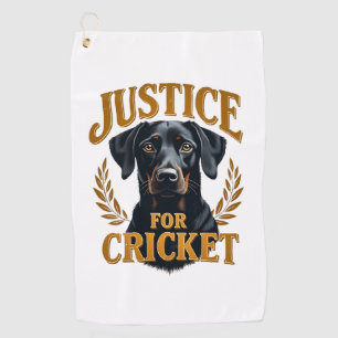 Justice For Cricket Vintage Dog Memorial Typograph Golf Towel