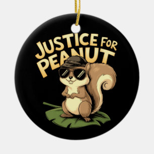 Justice for Peanut: The Squirrel Who Stole Hearts Ceramic Tree Decoration