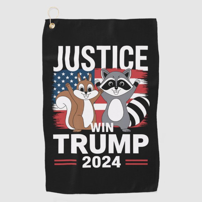 Justice For Peanut Win Trump 2024 Golf Towel (Front)