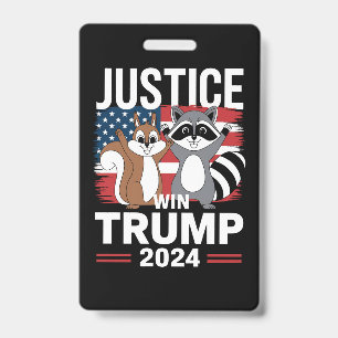 Justice For Peanut Win Trump 2024 ID Badge