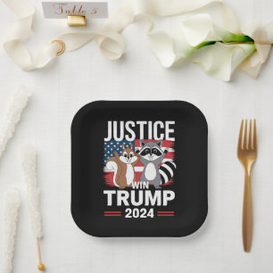 Justice For Peanut Win Trump 2024 Paper Plate