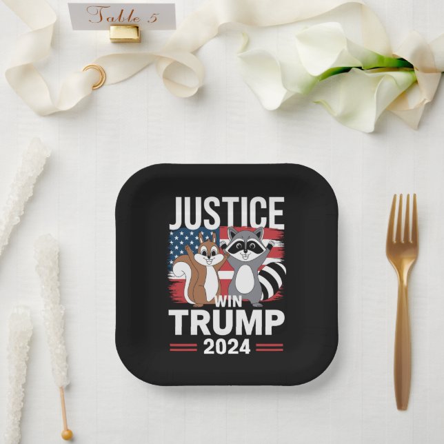 Justice For Peanut Win Trump 2024 Paper Plate (Wedding)