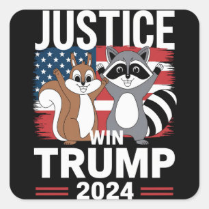 Justice For Peanut Win Trump 2024 Square Sticker