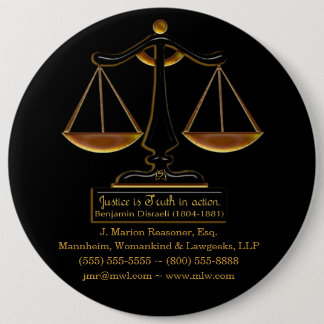 Justice in Action (Personalised Promotional Gift) 6 Cm Round Badge