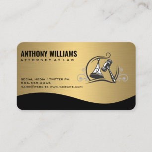 Justice Law Logo Gold Metallic Business Card