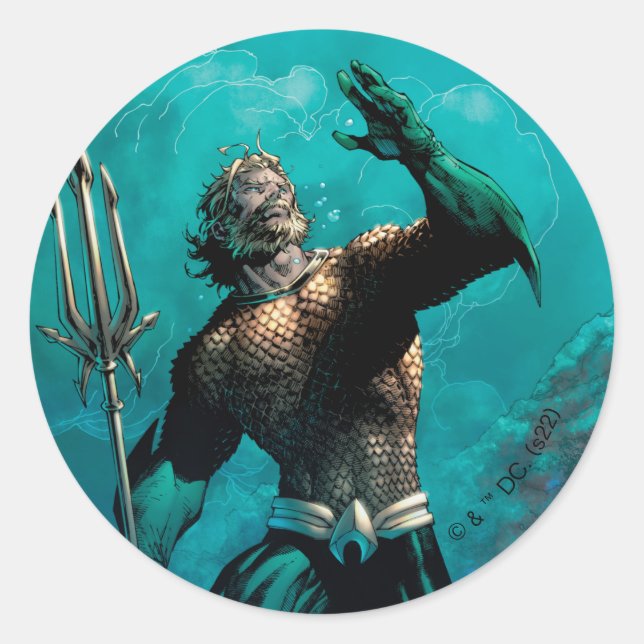 Justice League #10 Aquaman Drowned Earth Variant Classic Round Sticker (Front)