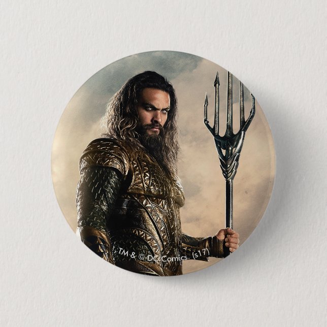Justice League | Aquaman On Battlefield 6 Cm Round Badge (Front)