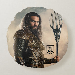 Justice League Aquaman On Battlefield Round Cushion