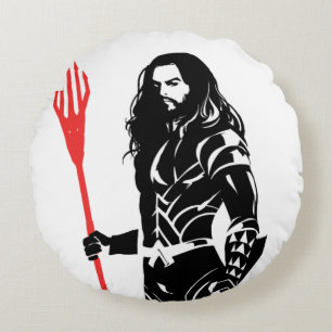 Justice League   Aquaman Pose Noir Pop Art Round Cushion