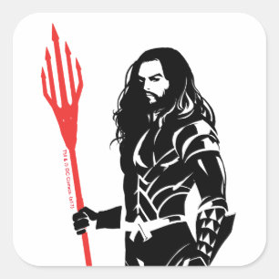 Justice League   Aquaman Pose Noir Pop Art Square Sticker