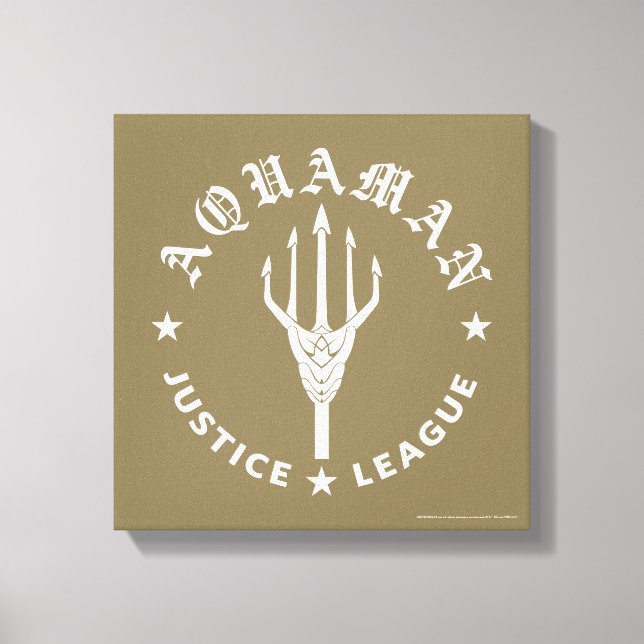 Justice League | Aquaman Retro Trident Emblem Canvas Print (Front)
