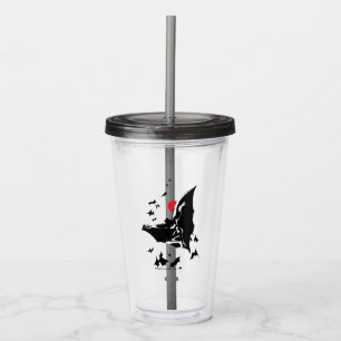 Justice League Batman in Cloud of Bats Pop Art Acrylic Tumbler