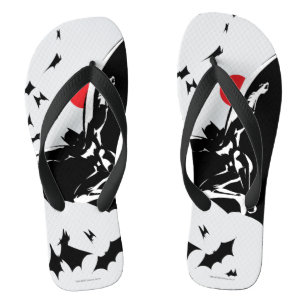 Justice League Batman in Cloud of Bats Pop Art Flip Flops