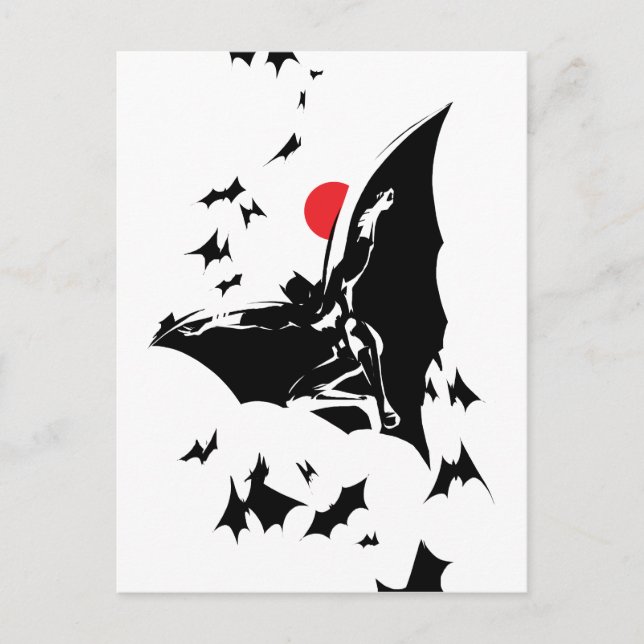 Justice League | Batman in Cloud of Bats Pop Art Postcard (Front)