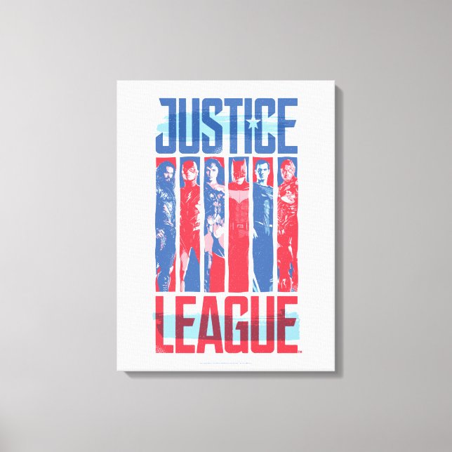 Justice League | Blue & Red Group Pop Art Canvas Print (Front)