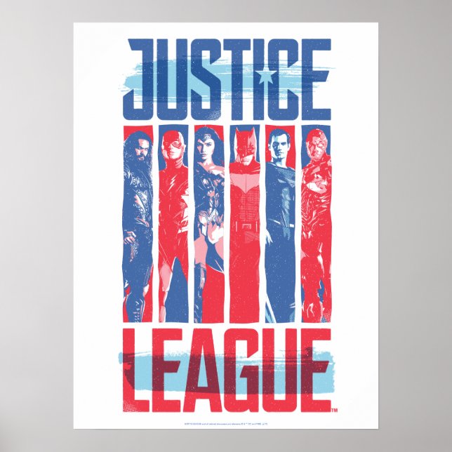 Justice League | Blue & Red Group Pop Art Poster (Front)