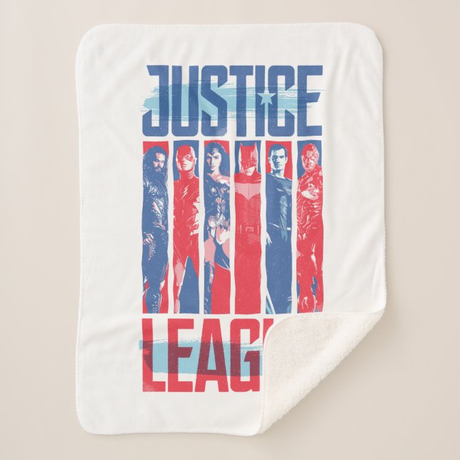 Justice League | Blue & Red Group Pop Art Sherpa Blanket (Front)