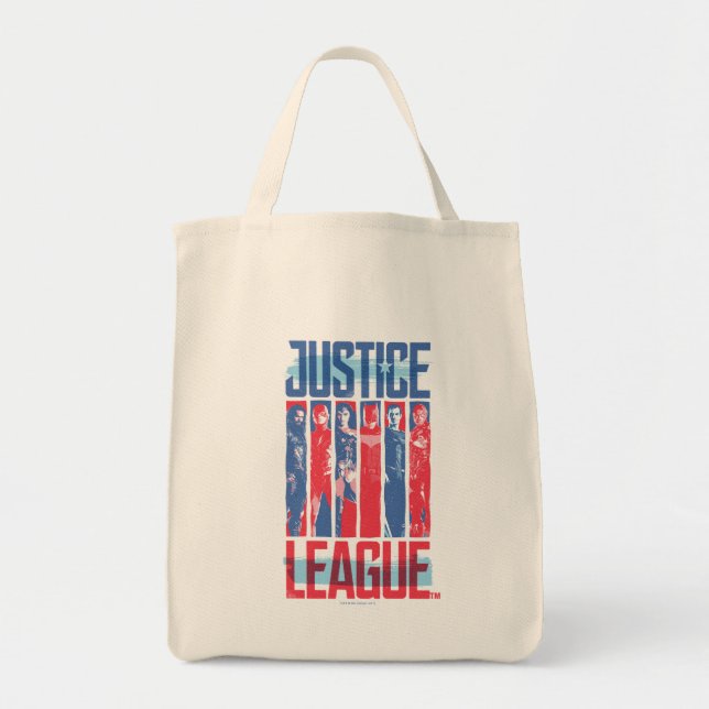 Justice League | Blue & Red Group Pop Art Tote Bag (Front)