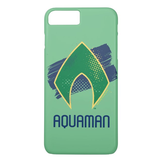 Justice League | Brush & Halftone Aquaman Symbol Case-Mate iPhone Case (Back)