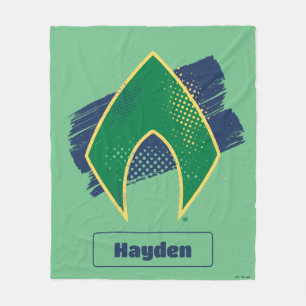 Justice League   Brush & Halftone Aquaman Symbol Fleece Blanket