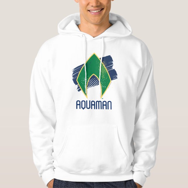 Justice League | Brush & Halftone Aquaman Symbol Hoodie (Front)