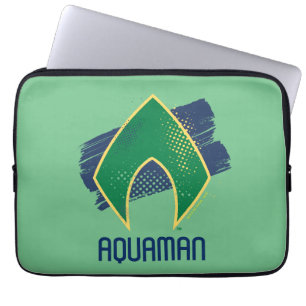 Justice League Brush & Halftone Aquaman Symbol Laptop Sleeve