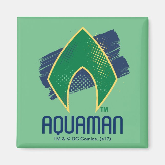 Justice League | Brush & Halftone Aquaman Symbol Magnet (Front)