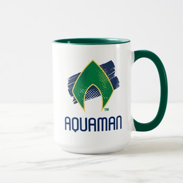 Justice League | Brush & Halftone Aquaman Symbol Mug (Right)
