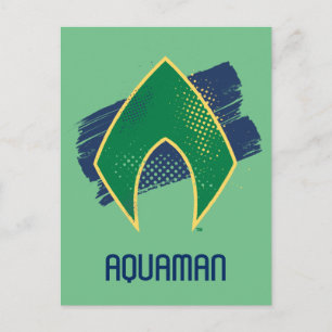 Justice League Brush & Halftone Aquaman Symbol Postcard
