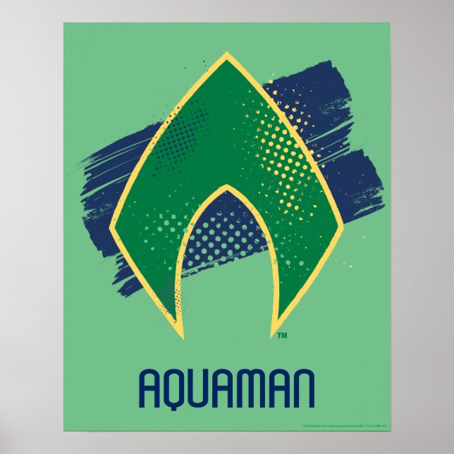 Justice League | Brush & Halftone Aquaman Symbol Poster (Front)
