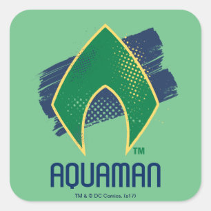 Justice League   Brush & Halftone Aquaman Symbol Square Sticker