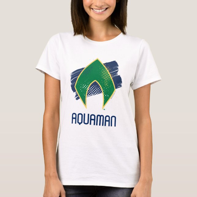 Justice League | Brush & Halftone Aquaman Symbol T-Shirt (Front)