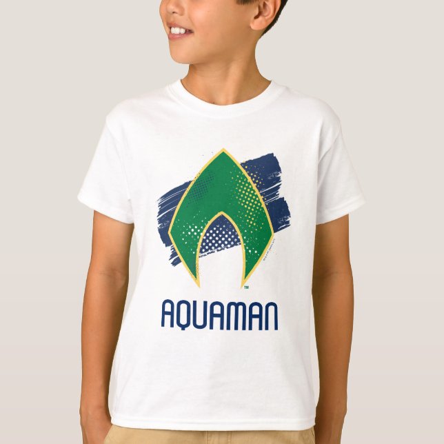 Justice League | Brush & Halftone Aquaman Symbol T-Shirt (Front)