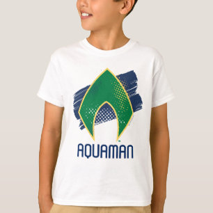 Justice League Brush & Halftone Aquaman Symbol T-Shirt
