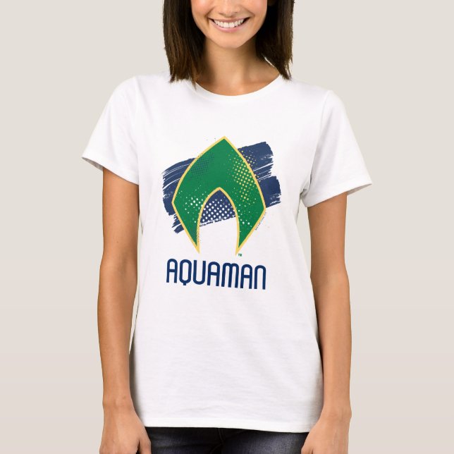 Justice League | Brush & Halftone Aquaman Symbol T-Shirt (Front)