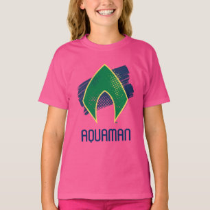 Justice League   Brush & Halftone Aquaman Symbol T-Shirt