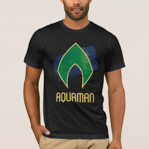 Justice League Brush & Halftone Aquaman Symbol T-Shirt