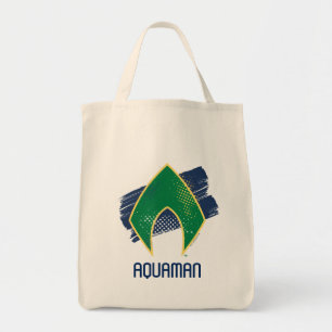 Justice League   Brush & Halftone Aquaman Symbol Tote Bag