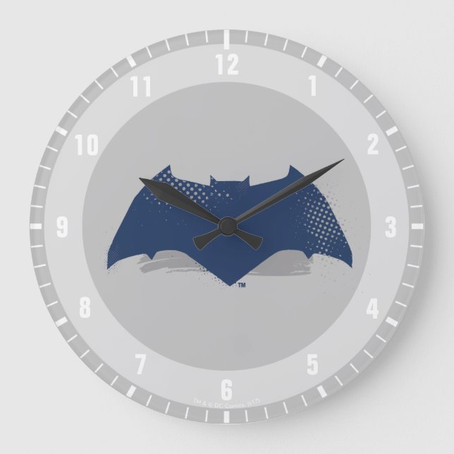 Justice League | Brush & Halftone Batman Symbol Large Clock (Front)
