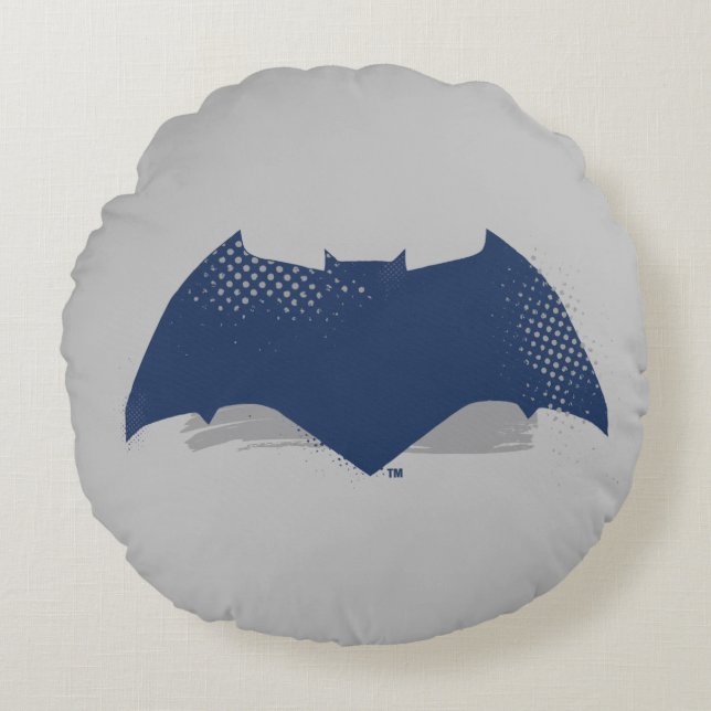 Justice League | Brush & Halftone Batman Symbol Round Cushion (Front)