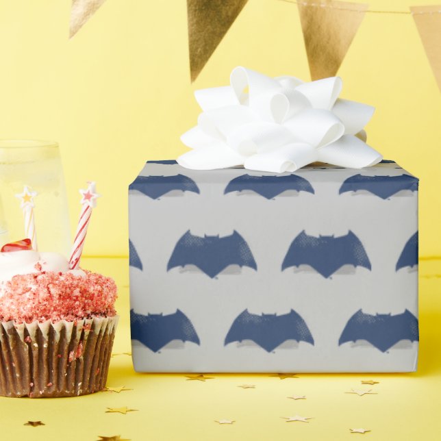 Justice League | Brush & Halftone Batman Symbol Wrapping Paper (Birthday Party)