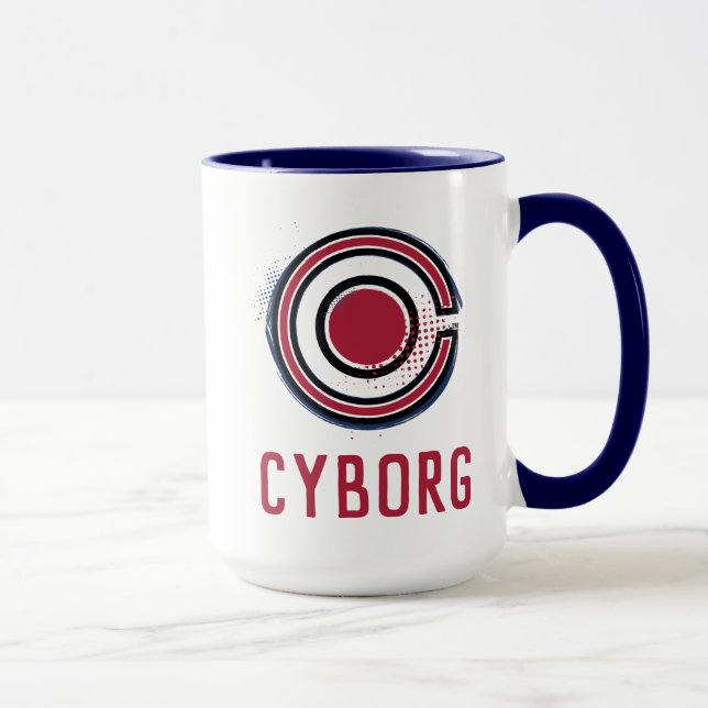 Justice League | Brush & Halftone Cyborg Symbol Mug (Right)