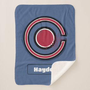 Justice League   Brush & Halftone Cyborg Symbol Sherpa Blanket