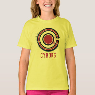 Justice League Brush & Halftone Cyborg Symbol T-Shirt