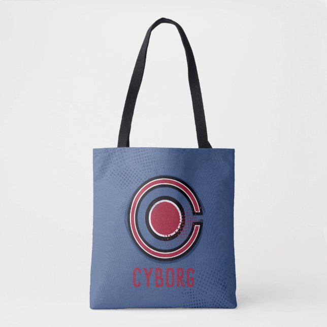 Justice League | Brush & Halftone Cyborg Symbol Tote Bag (Front)