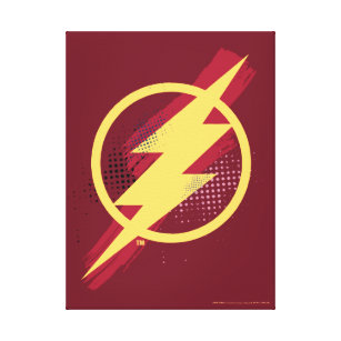 Justice League   Brush & Halftone Flash Symbol Canvas Print