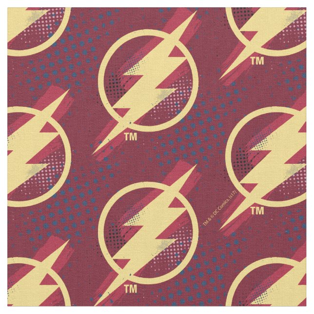 Justice League | Brush & Halftone Flash Symbol Fabric (Close Up)